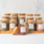 15-piece bamboo spice jar set with labels and scoops