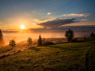 A morning sunrise over a field