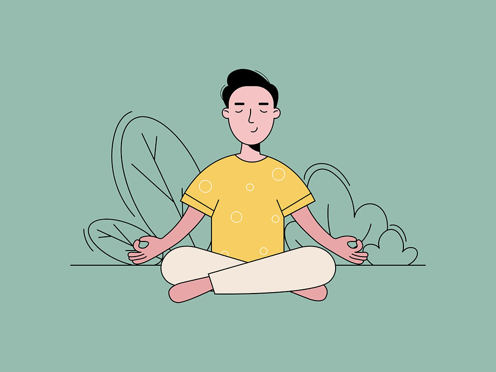 Man meditates in nature, achieving inner peace.