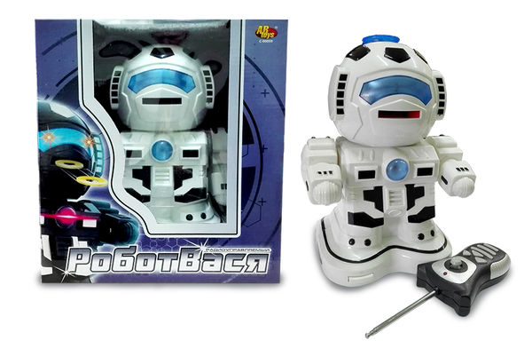 Робот Вася р/у черный, свет, звук, стрельба