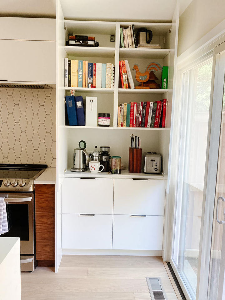 Evanston Mid-Century Modern: Kitchen + Laundry Kokeena Walnut NSKD Appliance Garage