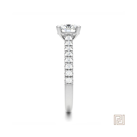 Thumbnail: Round Diamond Solitaire Engagement Ring with Sparkling Shoulders