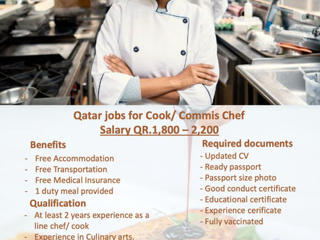 Qatar Job Cooks/ Commis Chefs