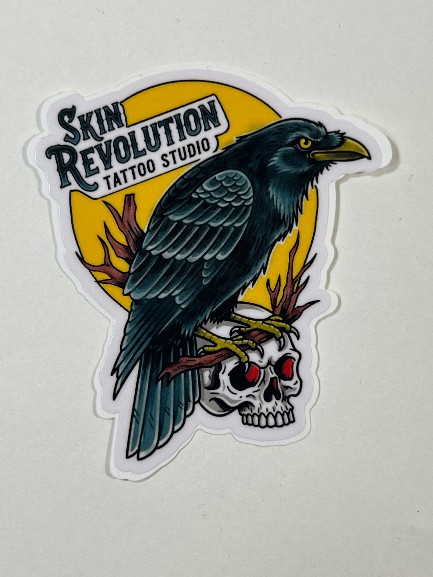 Yellow Sun Raven Sticker