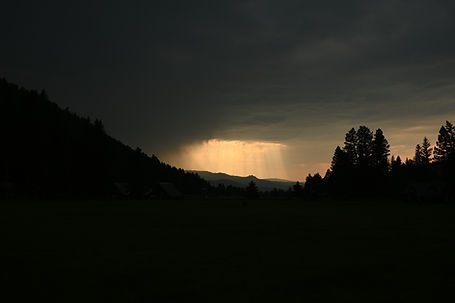 Late night picture of light coming through the clouds at Luccock Park