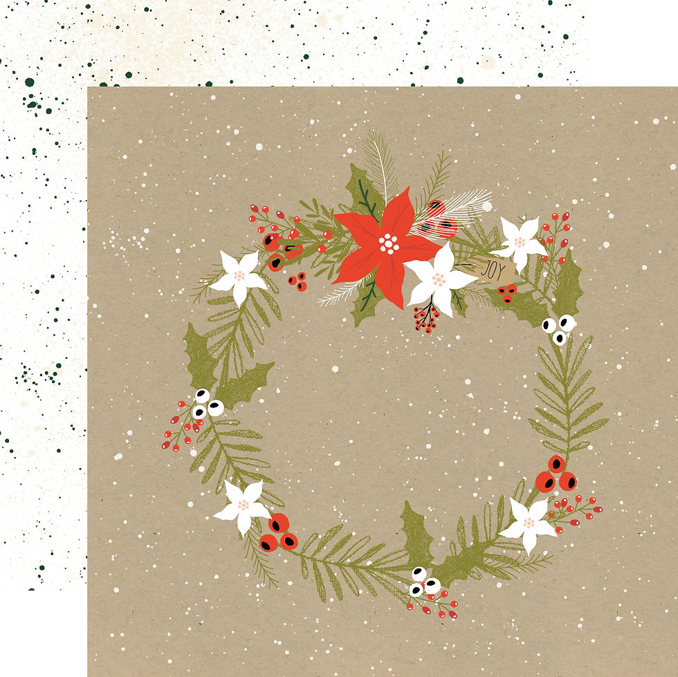 Christmas Wreath Custom Patterned Paper Sheet
