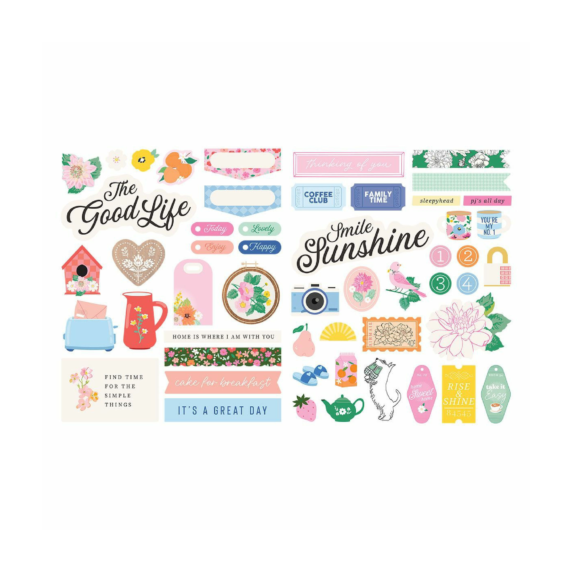 Rosie's Studio Breakfast in Bed Chipboard Icon Stickers pack