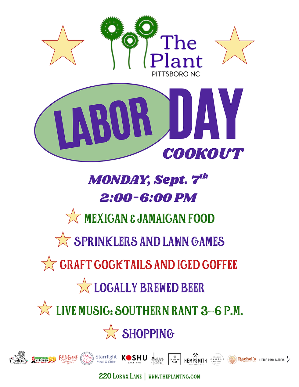 Labor Day Cookout @ The Plant!