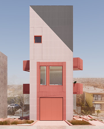 002_SlimGIM_Rendered View of Front Elevation Highliting the Slim Profile from the Street V