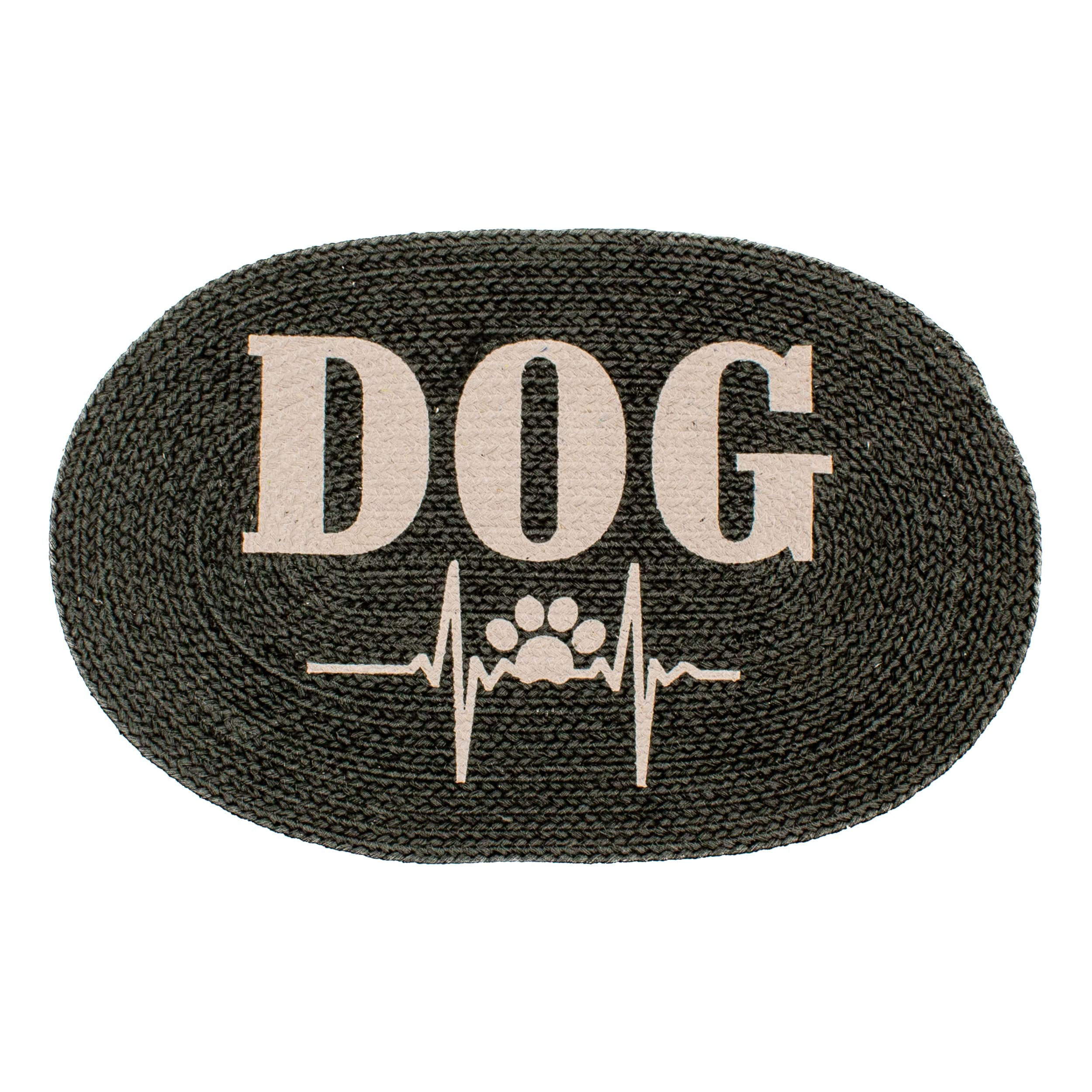 Super Area Rugs Decorative Dog Feeding Mat/Rug for Bowl Natural Cotton Easy Clea
