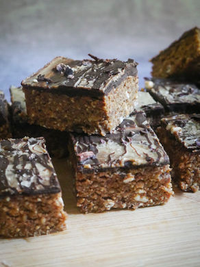 Dark Chocolate Tahini Oat Squares