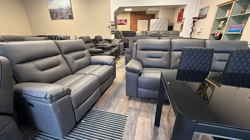 Thumbnail: Dfs grey resilience fabric 3 and 2 seater electric recliner fabric sofa set