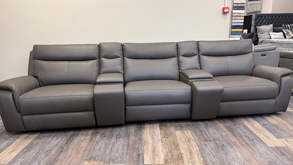 Thumbnail: SCS Elephant grey cinema recliner sofa with cupholders and storage