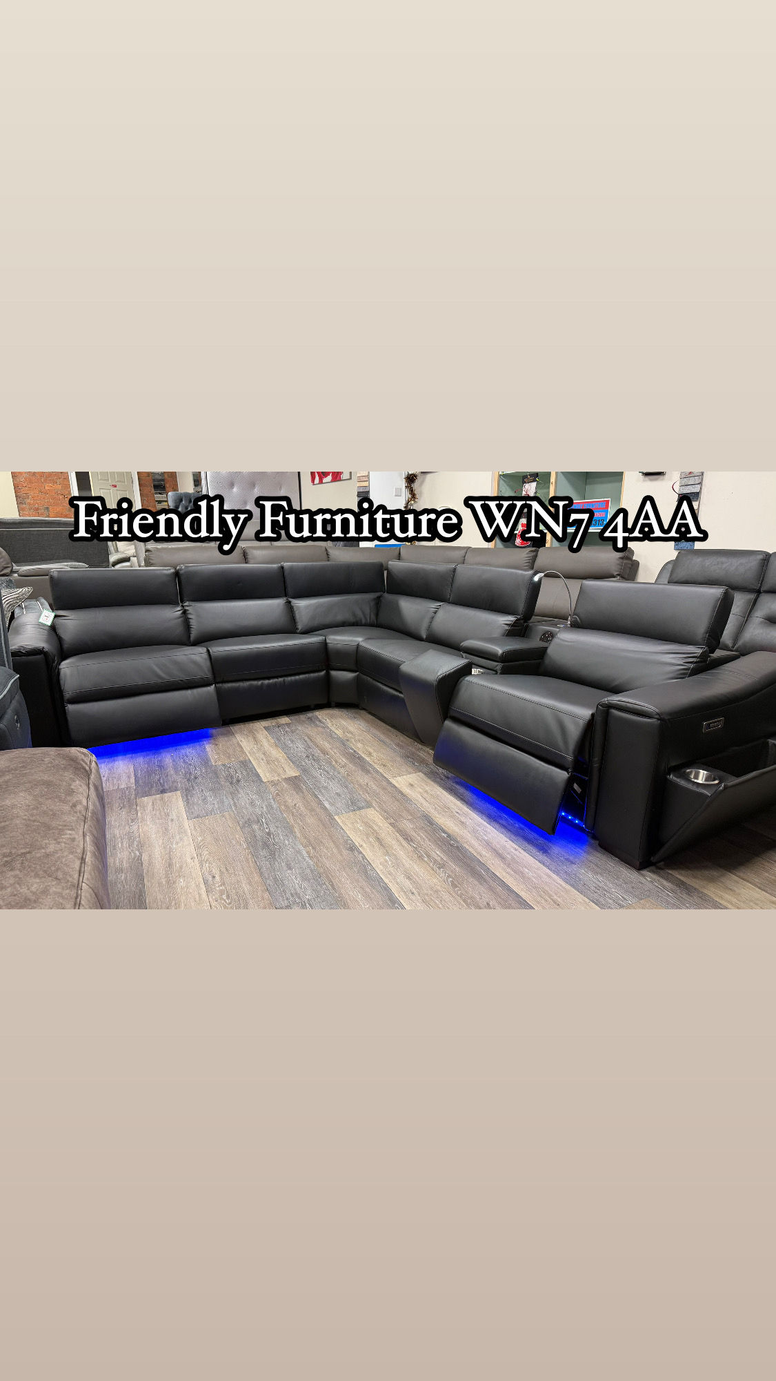 Black leather led 5 seater electric recliner corner sofa with many features