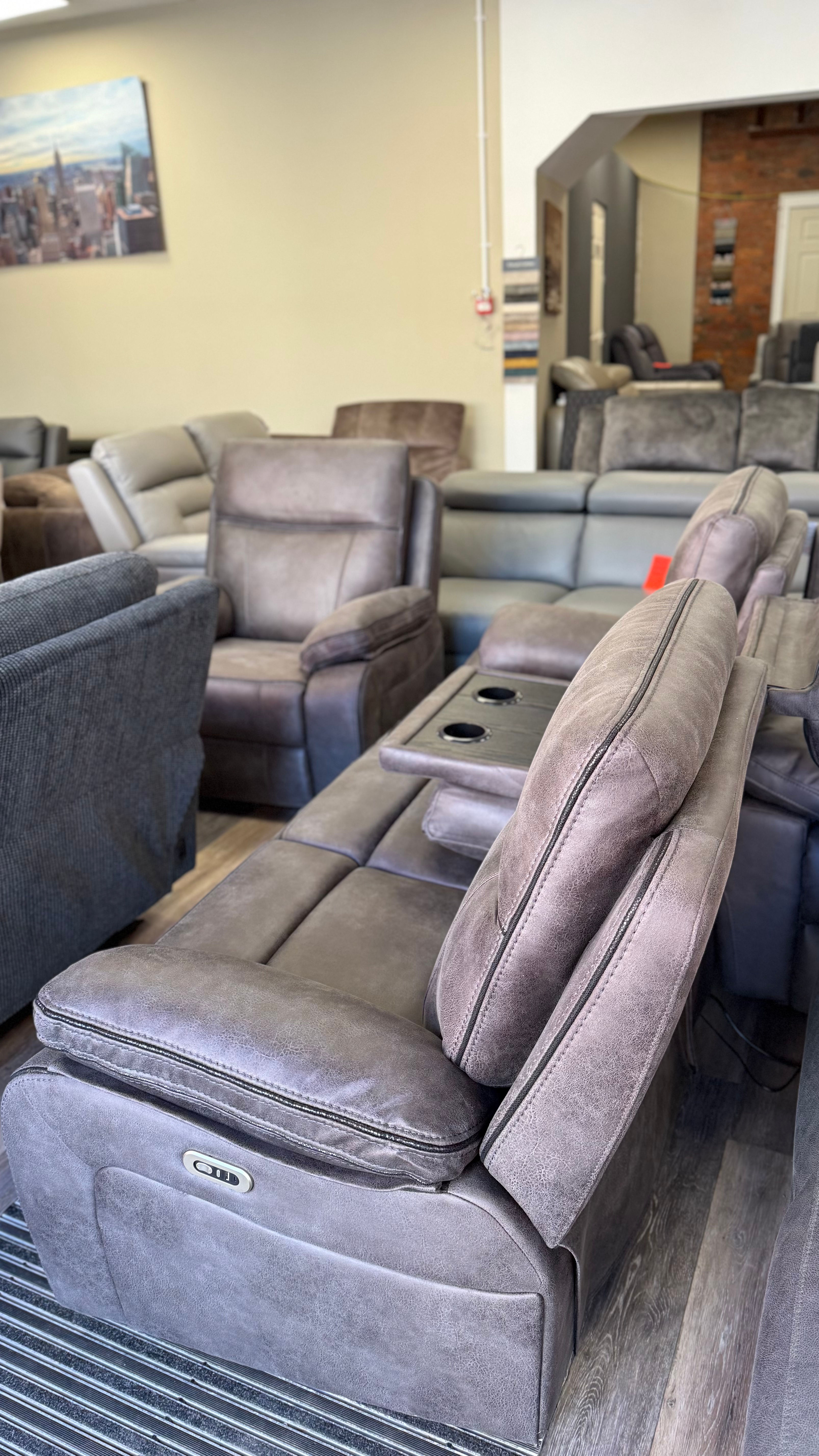3 seater + 1 seater power recliner led sofa set