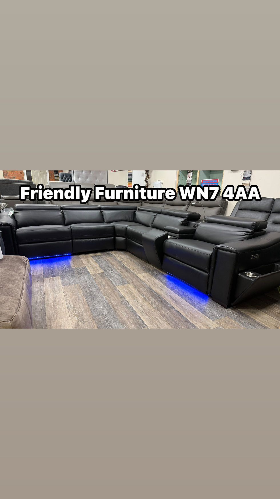 Thumbnail: Black leather led 5 seater electric recliner corner sofa with many features