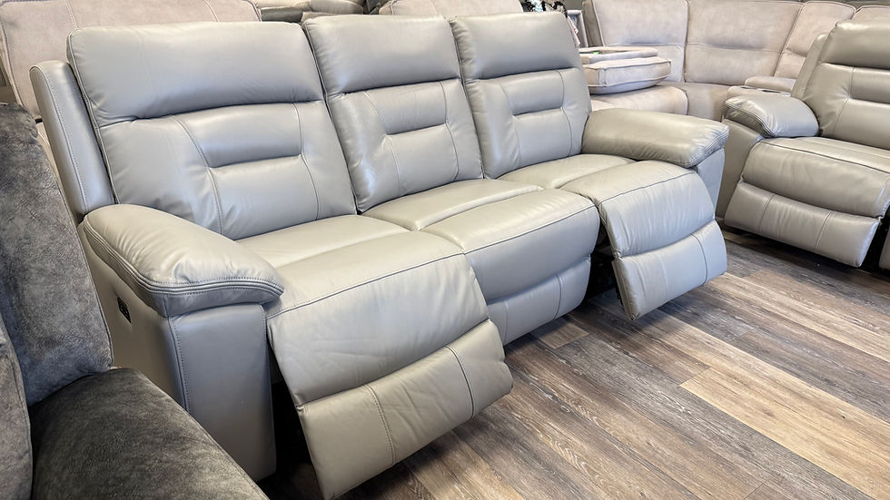 Thumbnail: Dfs 3 seater + 2 seater grey genuine leather power recliner sofa set 