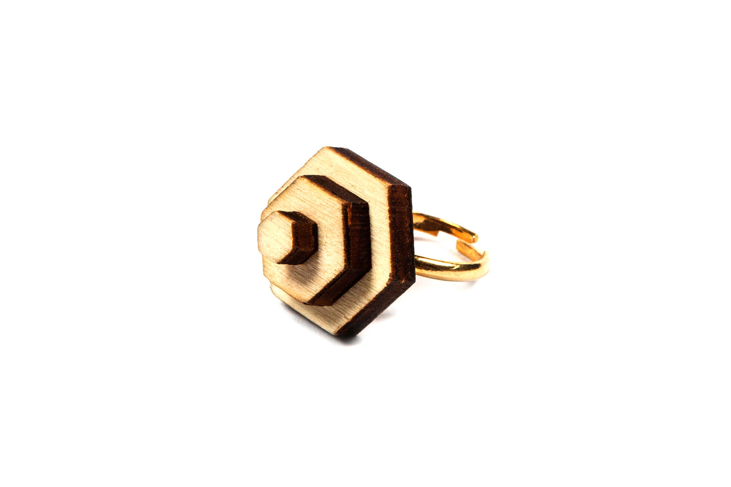 wooden  HEXAGON  ring