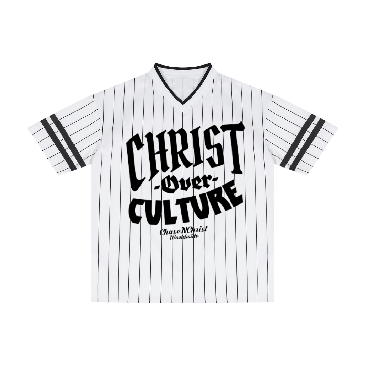 C.O.C (New logo) Unisex Striped Loose V-Neck T-Shirt