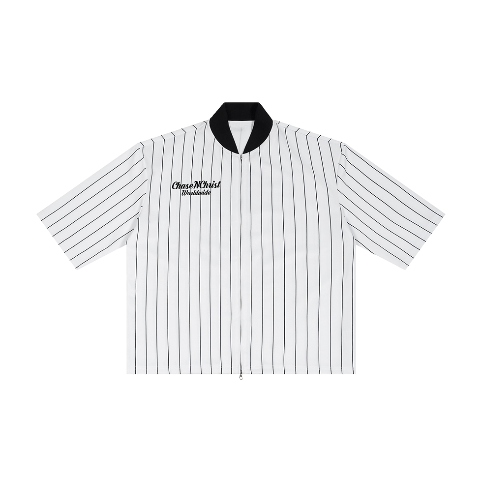 Thumbnail: Unisex Striped Full-Zip Baseball Jersey