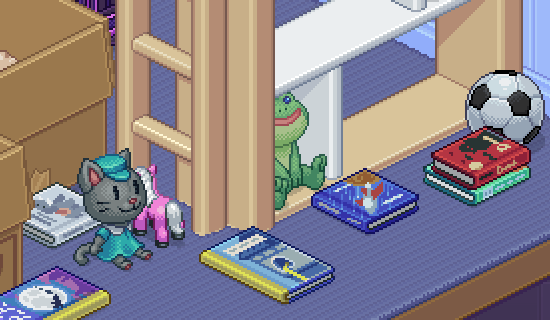 Footage from Unpacking, sorting a bookshelf in the protagonist's childhood bedroom (Source: Witch Beam)