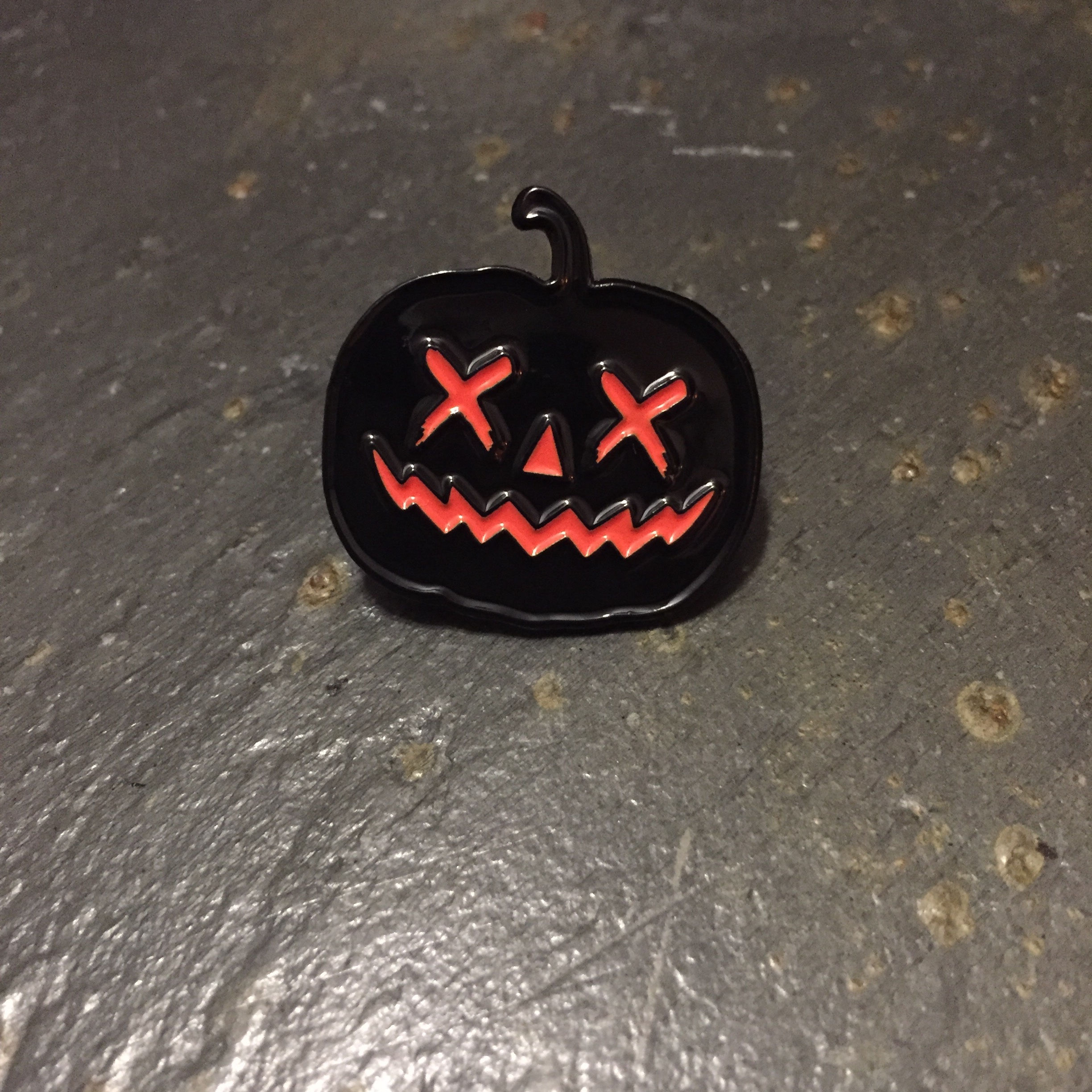 Black Halloween Jack O'Lantern Enamel Pin
