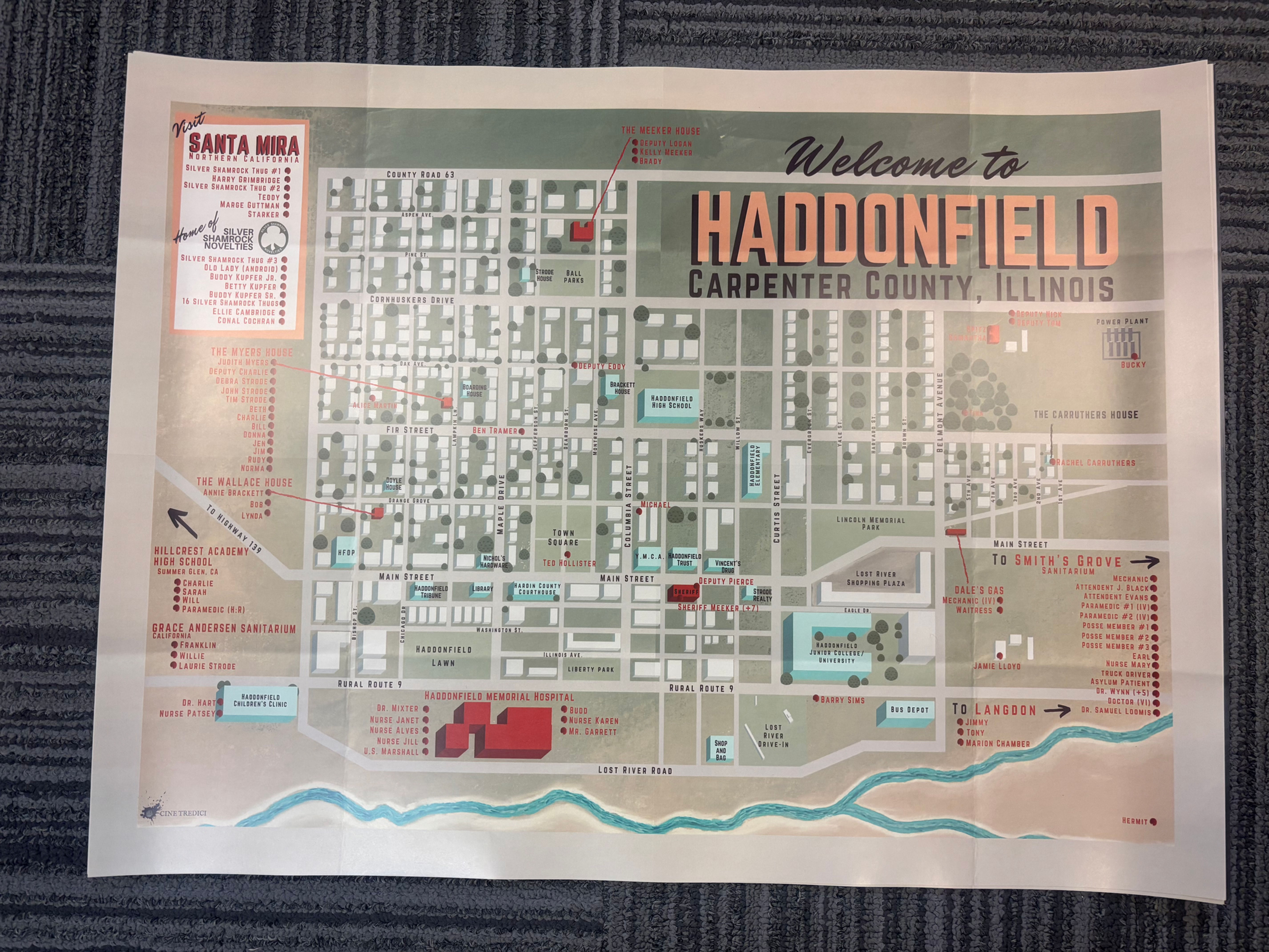 Halloween – Welcome to Haddonfield Murder Map Art Print (18" x 24")