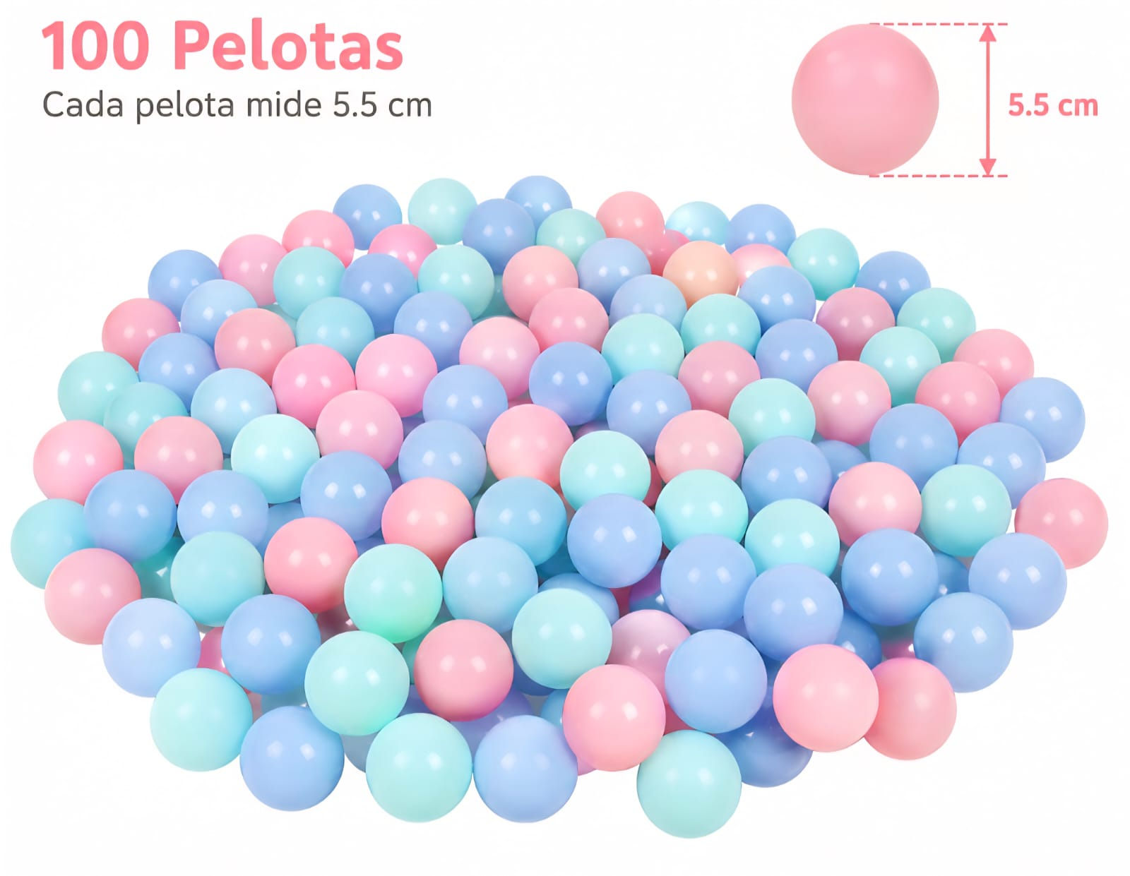 100 pelotas plasticas colores pasteles