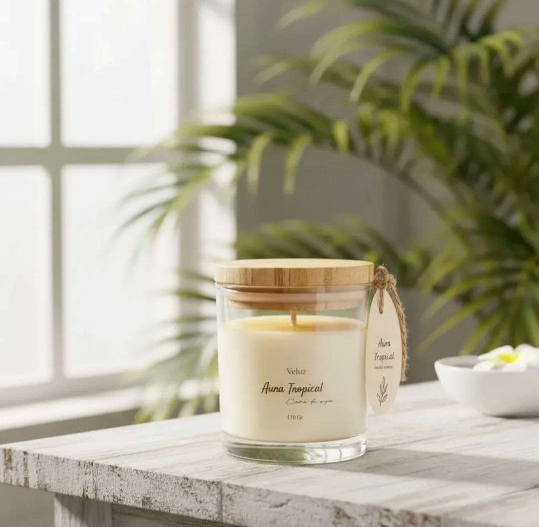 Vela Aromatica Aura Tropical Aroma Mango de Cera de Soya