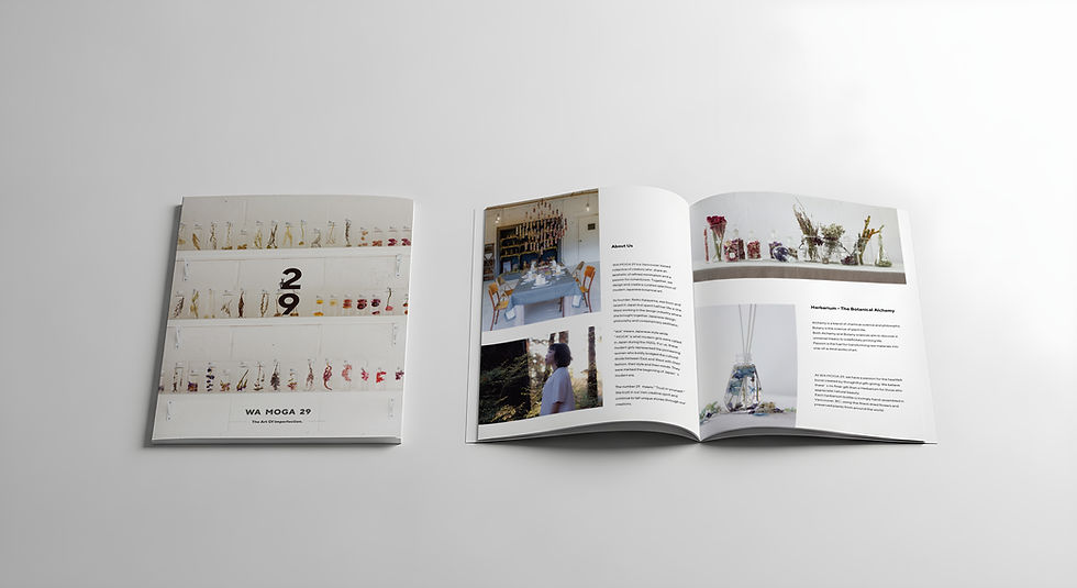 ロゴやブランドの方向性をふまえ、名刺やカタログなどの印刷物をブランド全体の一部として設計するビジュアルディレクションの考え方を示すイメージ