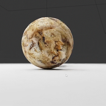 materials in Blender applied to spheres, rotating