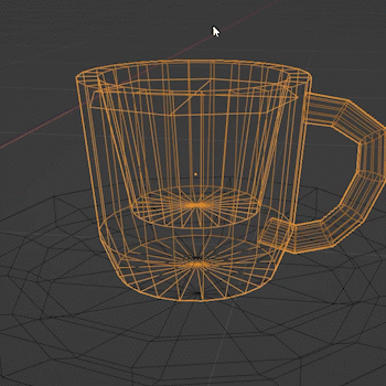 a wireframe teacup spinning around