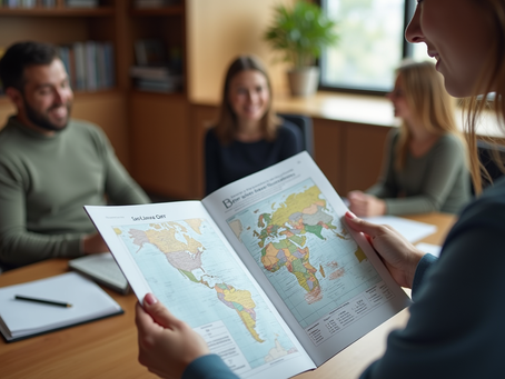 A travel advisor presenting a personalized travel plan to a client