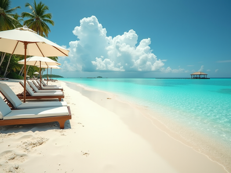 Pattaya Beach with clear water and relaxing sun loungers