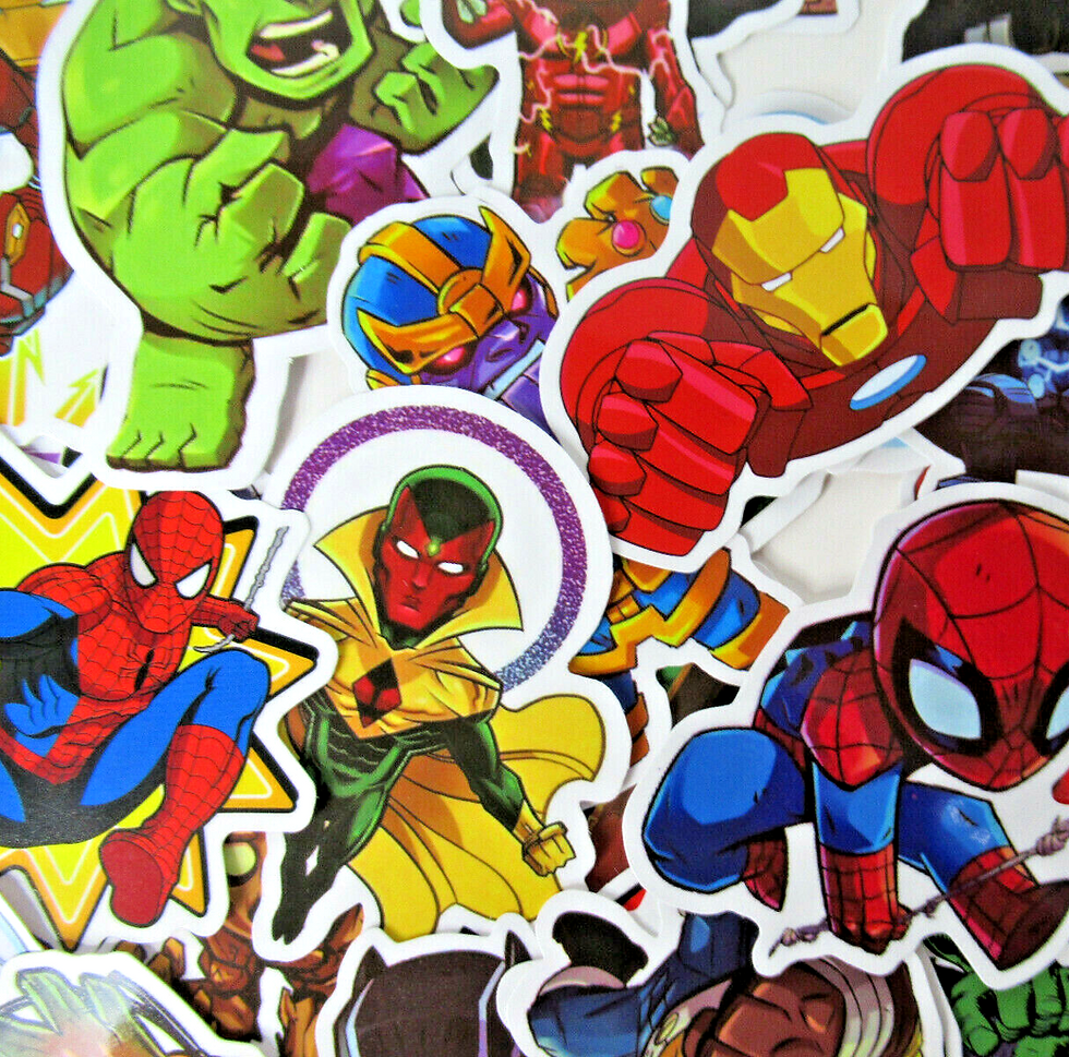 100pc Random DC Marvel Comic Book Superhero Laptop/PC Skateboard Sticker Pack