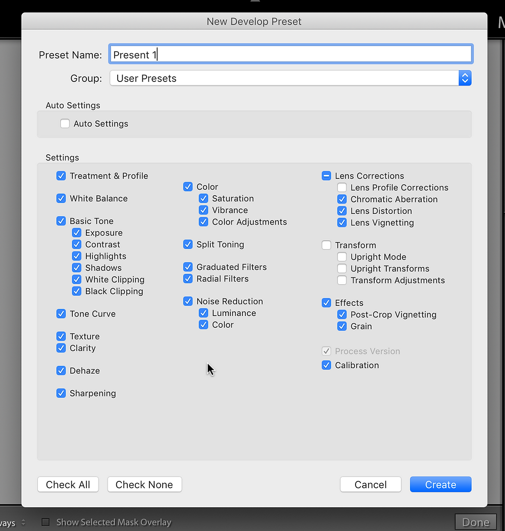 lightroom new preset name