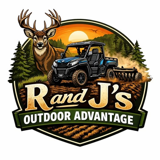 Rand J's Outdoor Advantage Logo with deer, ATV, and trees