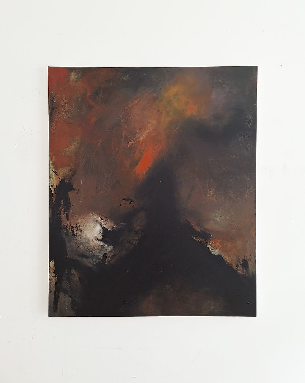 Ember (2025), 120x100cm, acrylic and oil on cotton