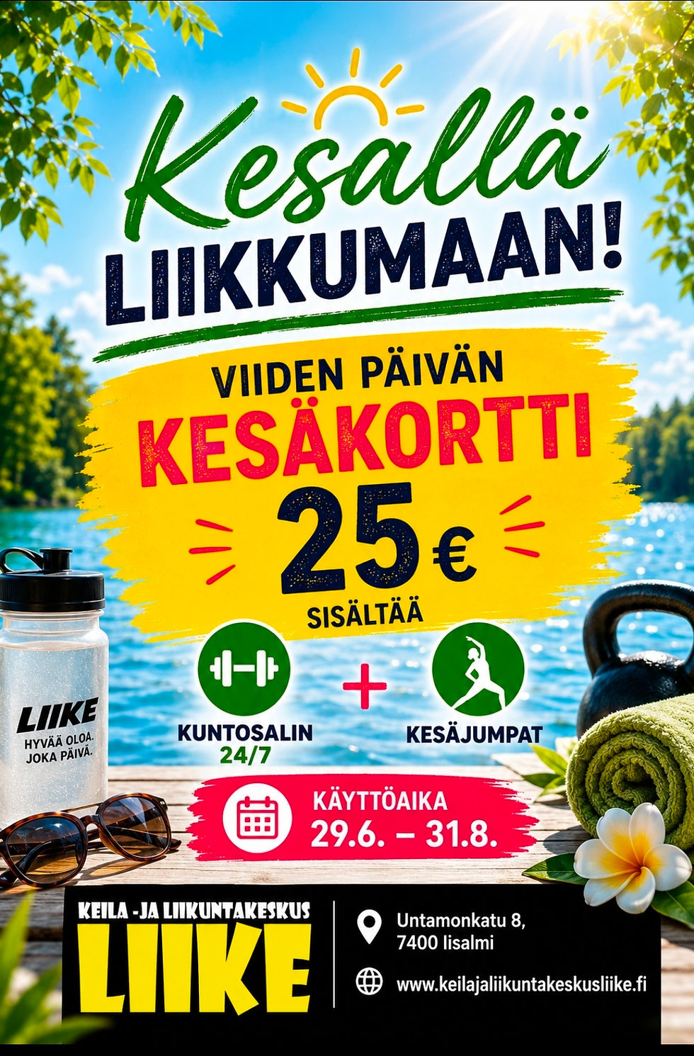 kesäkortti,2026: treenaa 5 päivää 25€