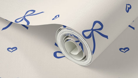 Bow Dreams, royal blue, wallpaper