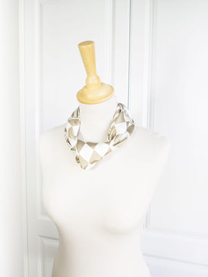 Eastern Oriental SIlk Scarf, Gold & White