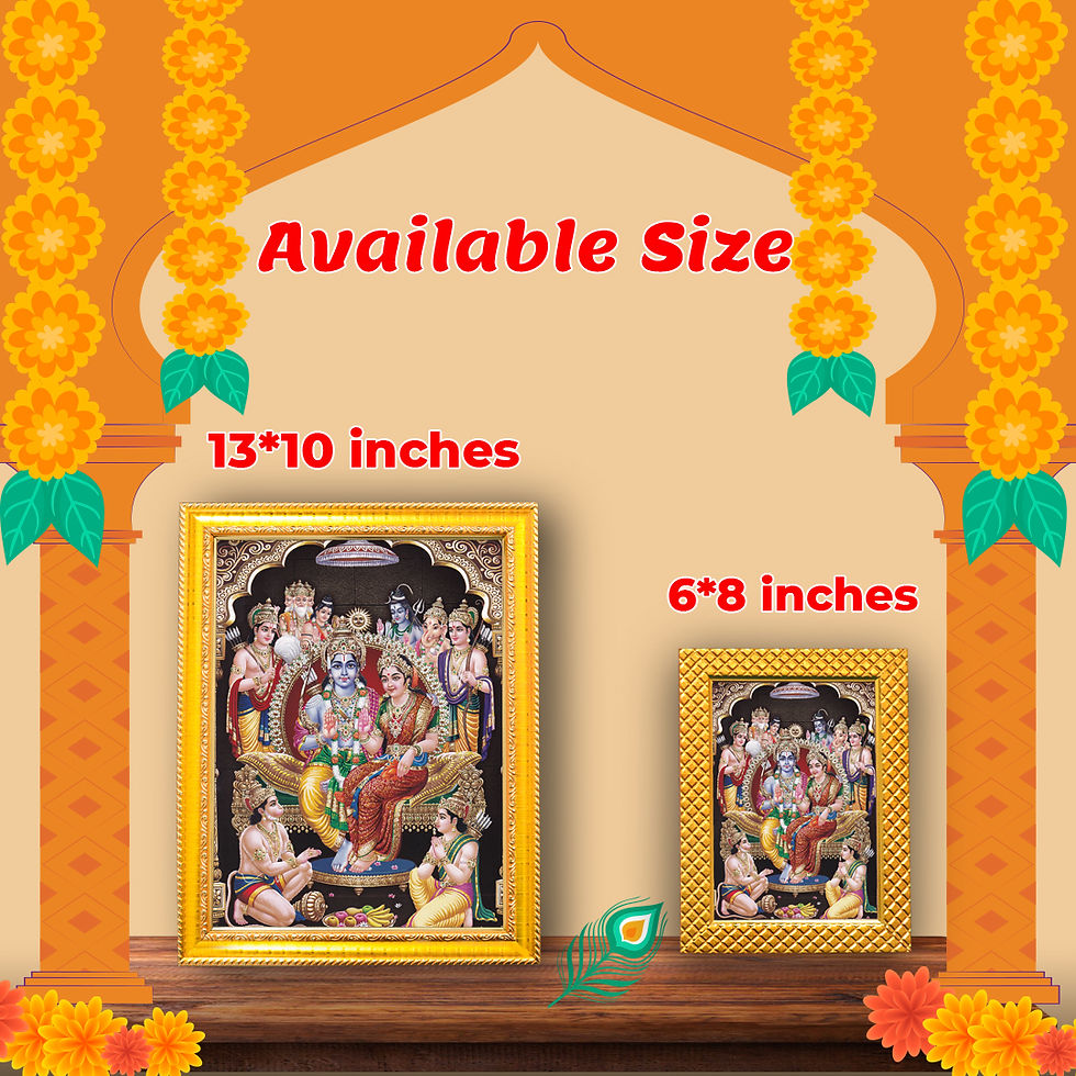 Thumbnail: Ram Darbar Lord Shri Rama Sita Parivar Family Wall Painting Framed Home Decor