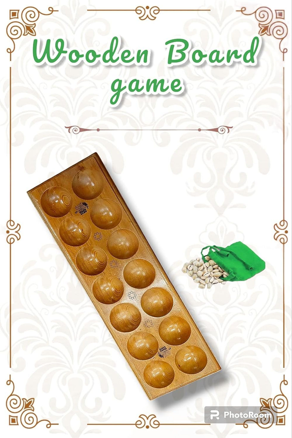 Thumbnail: Paljji Handicrafts Vamana Guntalu/Pallanghuzi/Mancala Wooden Board Game with 70