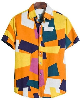 Men Yellow Patterned Shirt