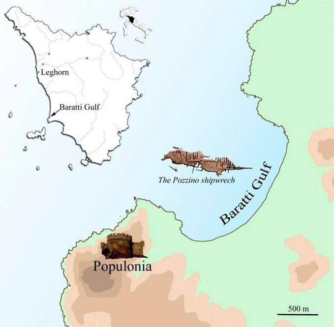Ubicación del Relitto del Pozzino
