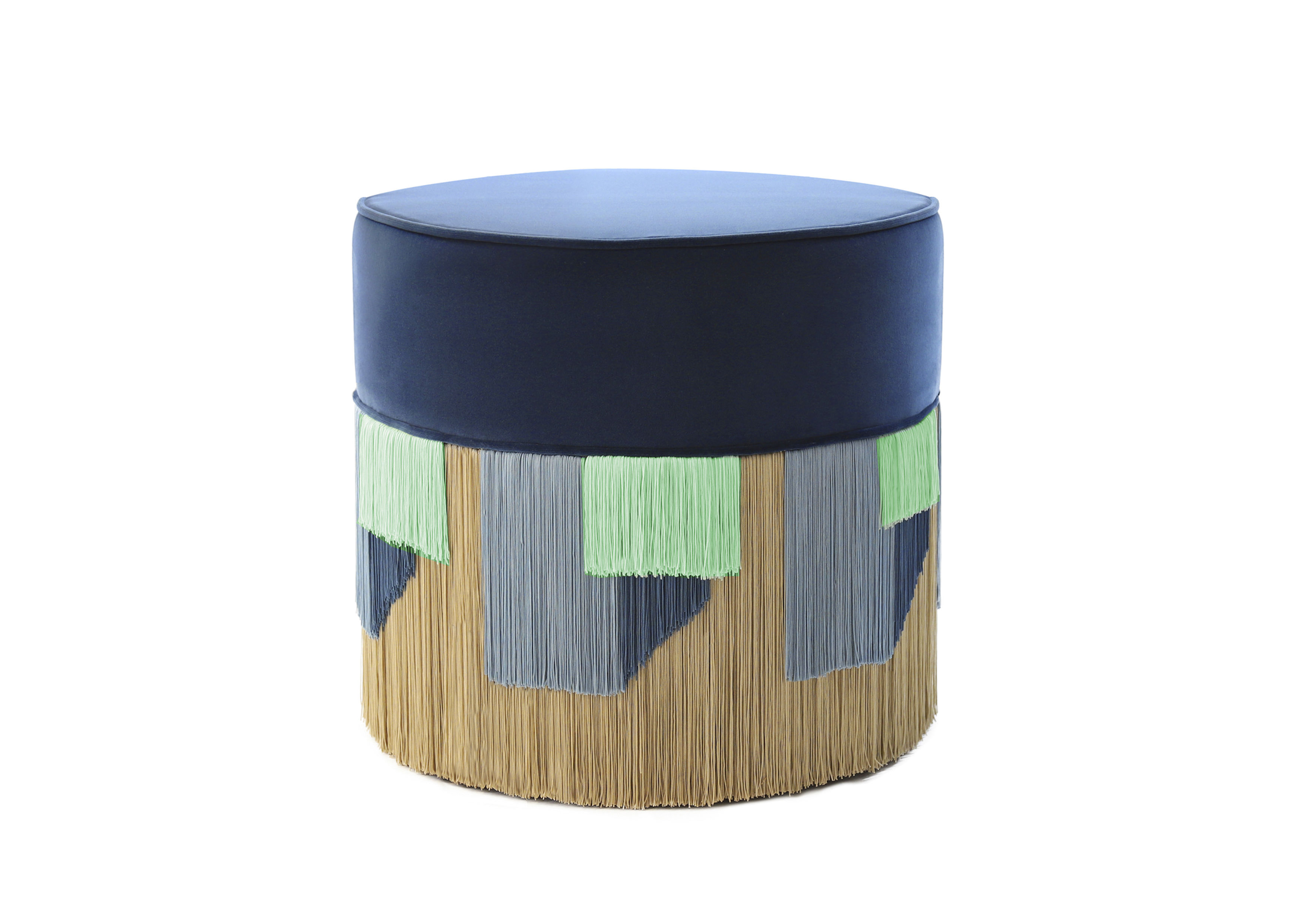Dark Blue Geo Ottoman Pouf 50