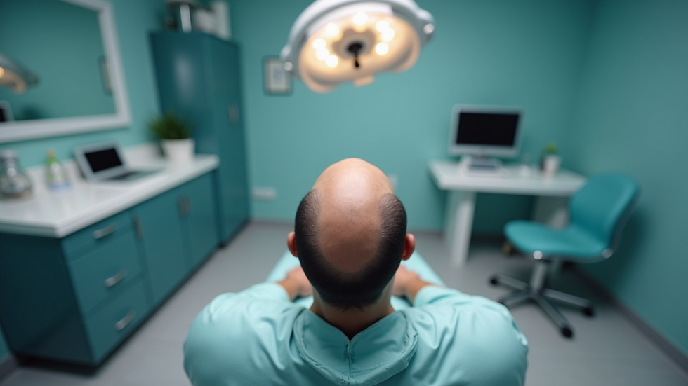 Eye-level view of a modern clinic room prepared for scalp micropigmentation