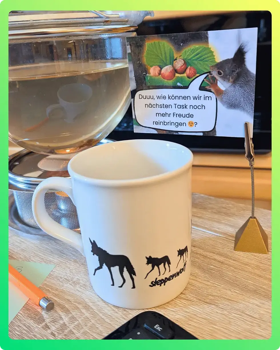 Der Tee direkt neben dem Reminder ist perfekt, denn …