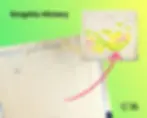 Ein Flipchart an dem ein großes Blatt Papier befestigt ist. Darauf ist eine Hügellandschaft mit der Überschrift "Graphic History" in geschwungener Schrift zu sehen. Rechts daneben ein Foto, das den gleichen Flipchart zeigt, der nun mit zahlreichen Klebezetteln beklebt ist. Ein Pfeil auf dem Foto deutet auf den Anfang der "Reise" durch die Hügellandschaft hin.
