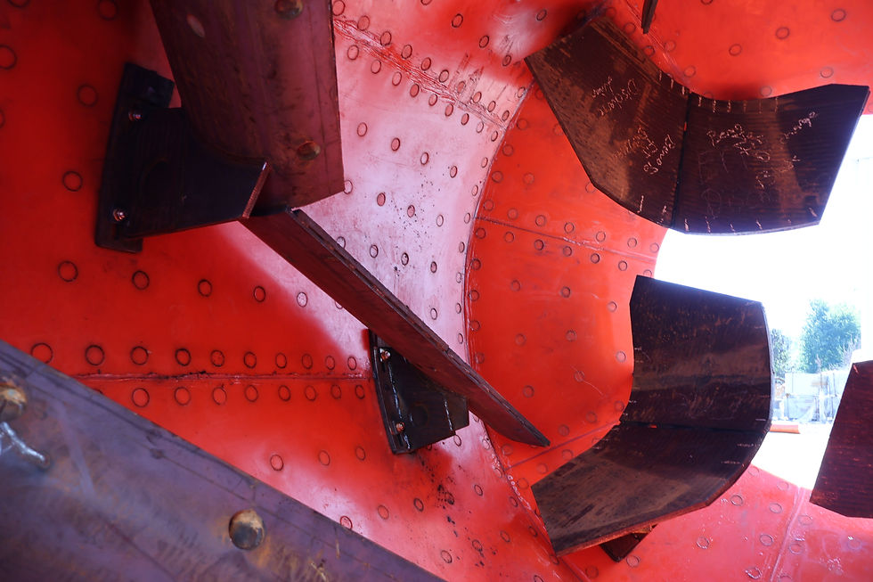 Blades and Liners Installed in a Drum